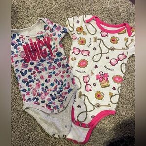 EUC Baby Girl Juicy Couture Bodysuit Bundle of Two